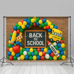 Lofaris Balloon Arch Back To School Wood Combo Set Backdrop