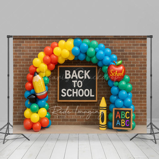 Lofaris Balloon Arch Bricks Wall Back To School Backdrop