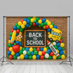 Lofaris Balloon Arched Brick Wall Back To School Backdrop