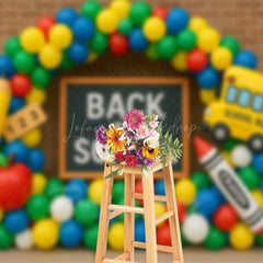 Lofaris Balloon Arched Brick Wall Back To School Backdrop