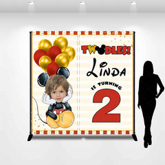 Lofaris Balloon Cute Mouse Custom Photo 2nd Birthday Backdrop