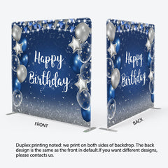 Lofaris Balloon Flag Glitter Birthday Square Tension Backdrop