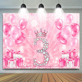 Lofaris Balloon Gift Pink Bokeh Happy 3rd Birthday Backdrop