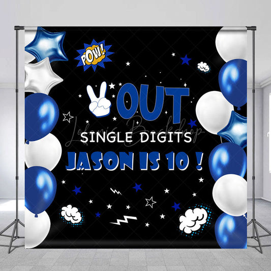 Lofaris Balloon Out Single Digit Custom 10th Birthday Backdrop