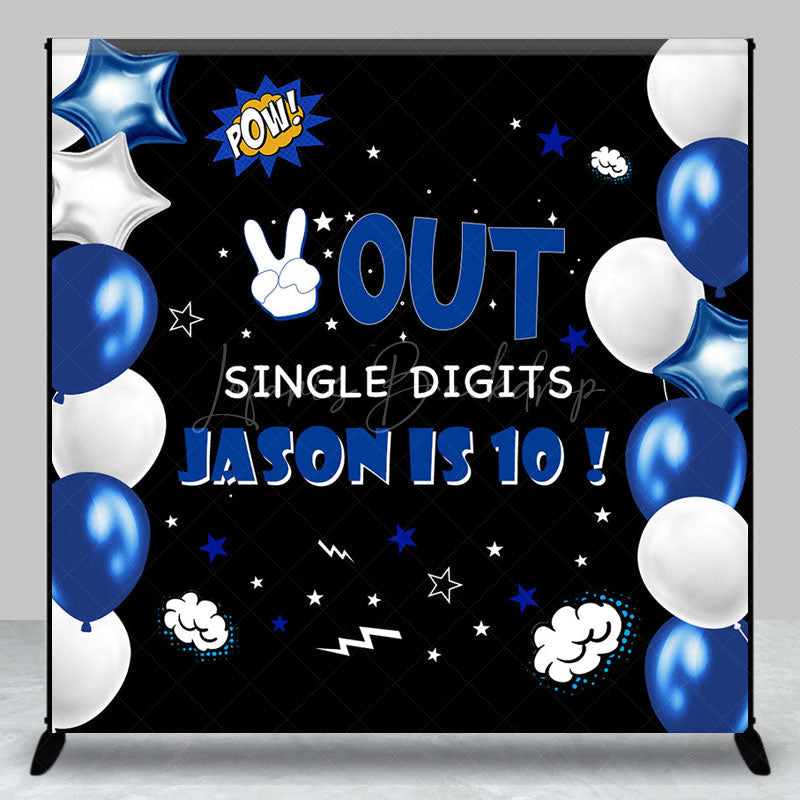 Lofaris Balloon Out Single Digit Custom 10th Birthday Backdrop
