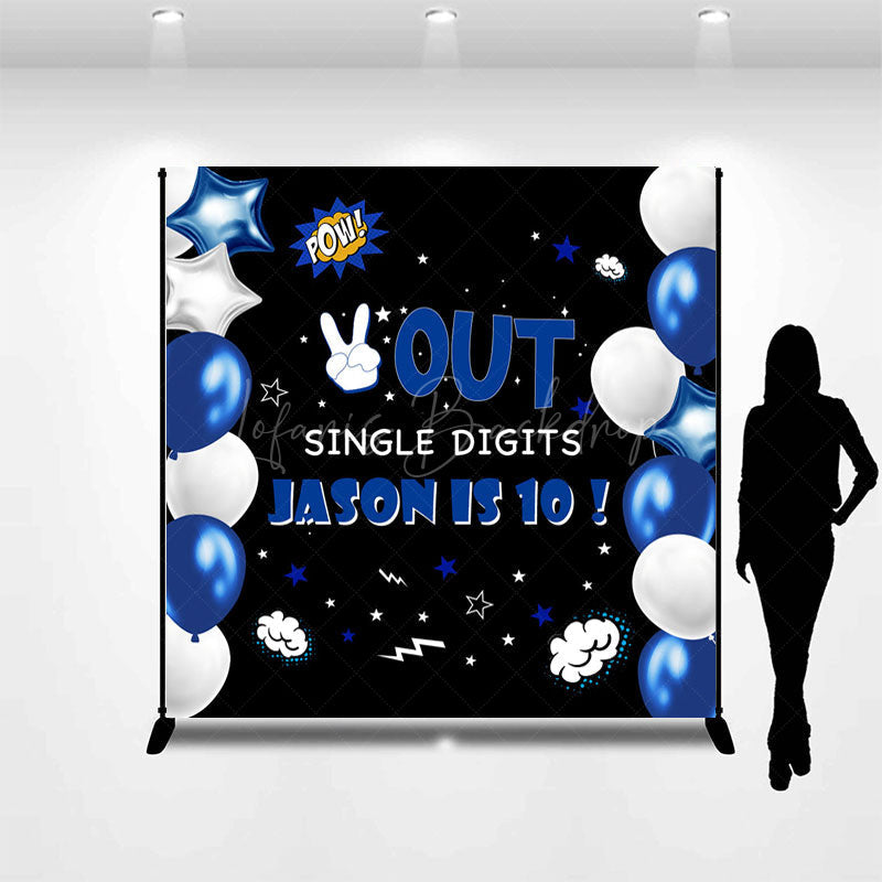 Lofaris Balloon Out Single Digit Custom 10th Birthday Backdrop