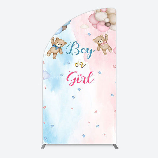Lofaris Balloon Teddy Baby Shower Gender Reveal Half Moon Arch Backdrop