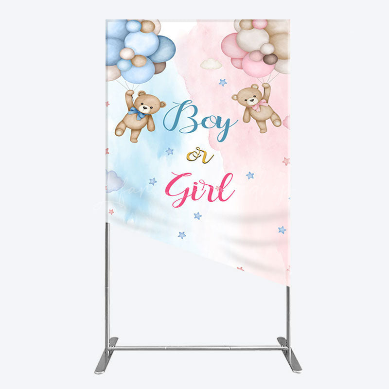 Lofaris Balloon Teddy Baby Shower Gender Reveal Rectangle Backdrop