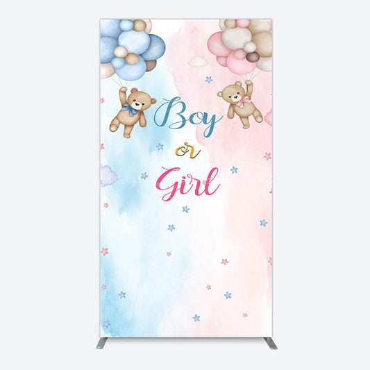 Lofaris Balloon Teddy Baby Shower Gender Reveal Rectangle Backdrop