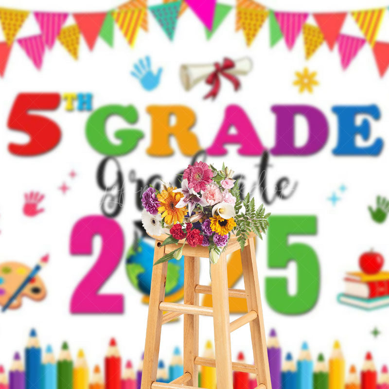 Lofaris Balloons 5th Grade 2025 Congrats Graduate Backdrop