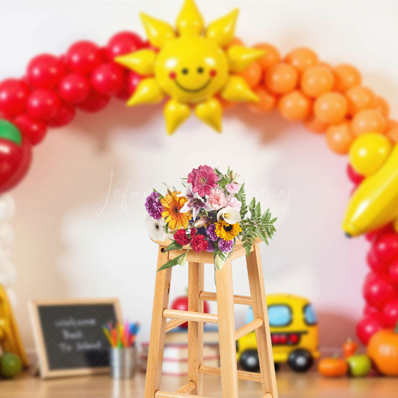 Lofaris Balloons Arch Welcome Back To School Photo Backdrop
