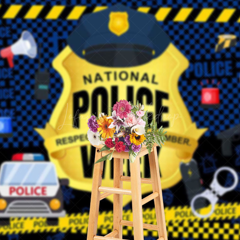 Lofaris Balloons Blue Gold National Police Week Backdrop