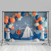 Lofaris Balloons Blue Sea Navigation Cake Smash Backdrop