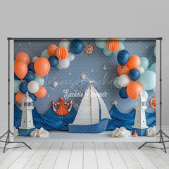 Lofaris Balloons Blue Sea Navigation Cake Smash Backdrop