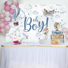 Lofaris Balloons Clouds Adventure Oh Boy Baby Shower Backdrop