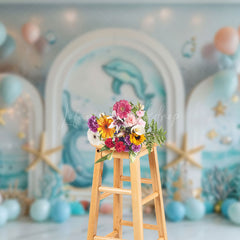 Lofaris Balloons Dolphin Arch Ocean Cake Smash Backdrop