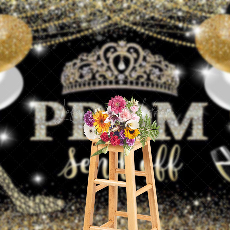 Lofaris Balloons Glitter Crown Prom Send Off Grad Backdrop