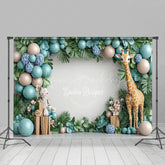 Lofaris Balloons Monstera Safari Giraffe Cake Smash Backdrop