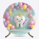 Lofaris Balloons Teeth Brush Kids Birthday Round Backdrop