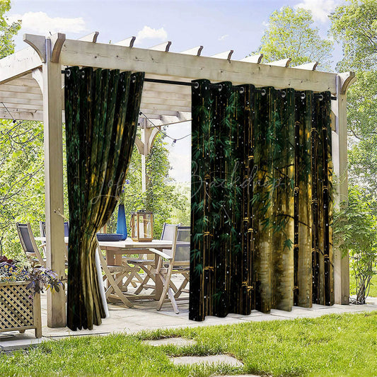 Lofaris Bamboo Grove Waterproof Printed Outdoor Curtains
