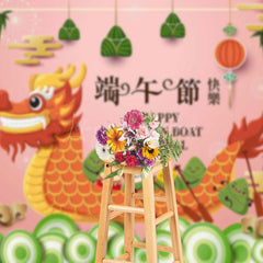 Lofaris Bamboo Lantern Happy Dragon Boat Festival Backdrop