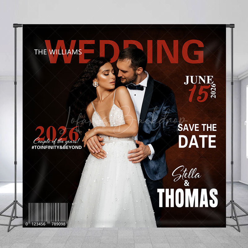 Lofaris Barcode Custom Photo Date Name Wedding Backdrop
