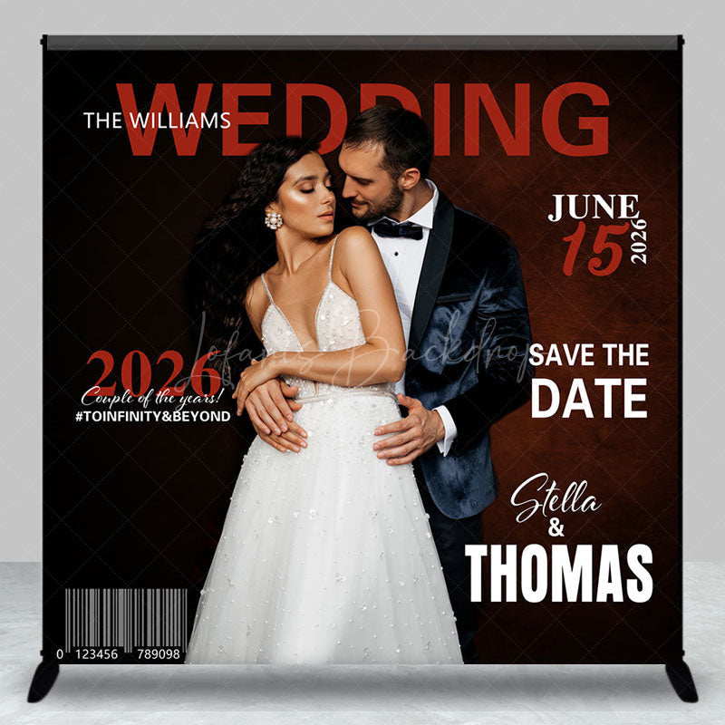Lofaris Barcode Custom Photo Date Name Wedding Backdrop