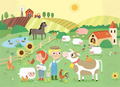Lofaris Barnyard Farm Animals Birthday Backdrop Sunny Day at the with a Cow and Pig Fun Outdoor Party Decoration