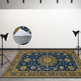 Lofaris Baroque Navy Gold Fabric Floor Backdrop For Photo