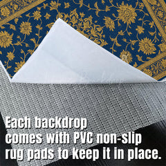 Lofaris Baroque Navy Gold Fabric Floor Backdrop For Photo