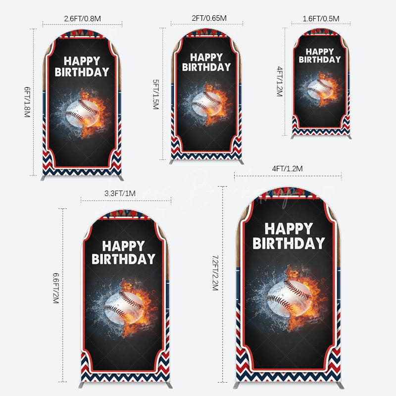 Lofaris Baseball Fights Sport Happy Birthday Arch Backdrop
