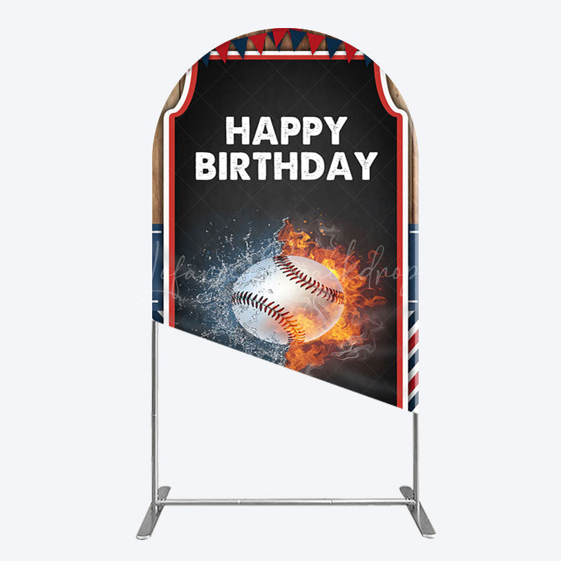 Lofaris Baseball Fights Sport Happy Birthday Arch Backdrop