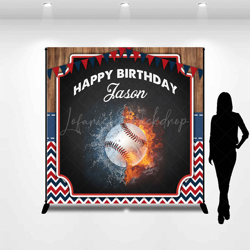 Lofaris Baseball Sport Flag Wood Custom Birthday Backdrop