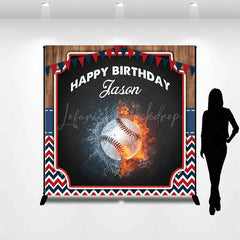 Lofaris Baseball Sport Flag Wood Custom Birthday Backdrop