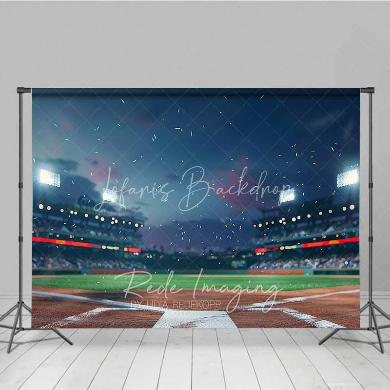 Lofaris Baseball Stadium Lights Sports Backdrop Night Arena Field Game Day Background for Boy Birthday Party