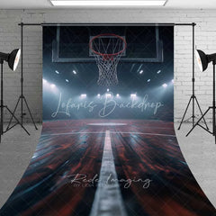 Lofaris Basketball Court Floor Hoop Sweep Photography Backdrop Night Arena Wood Surface Sports Photo Background