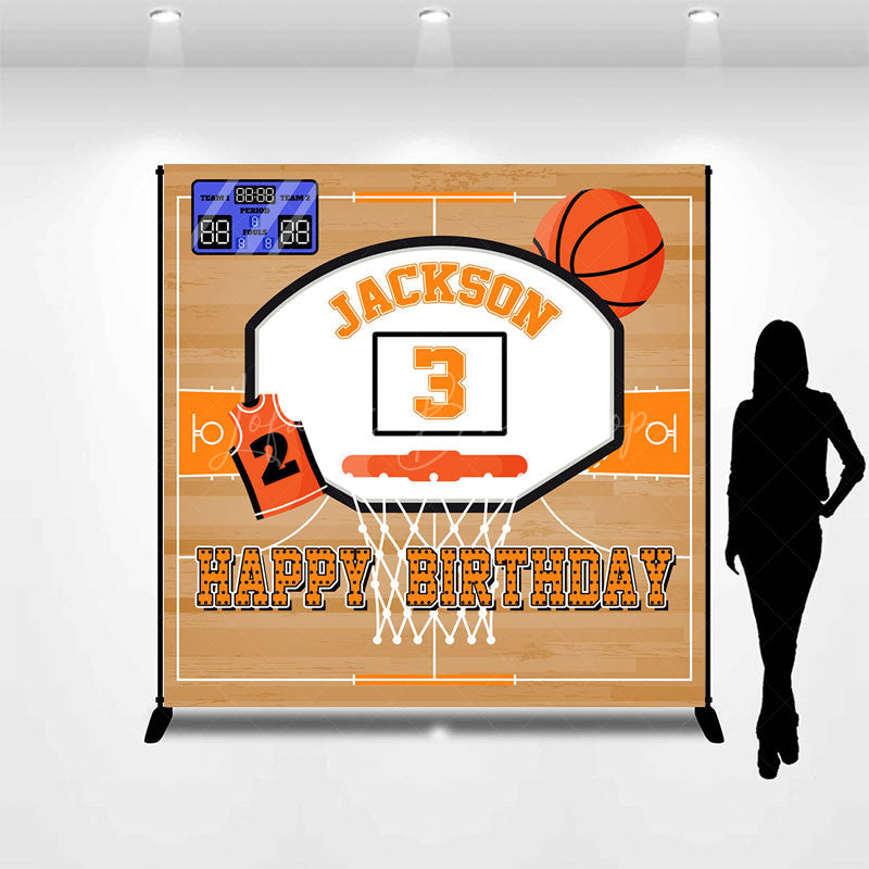 Lofaris Basketball Field Custom Name 3rd Birthday Backdrop