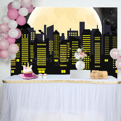 Lofaris Bats Moon Night Dark City Scene Birthday Backdrop