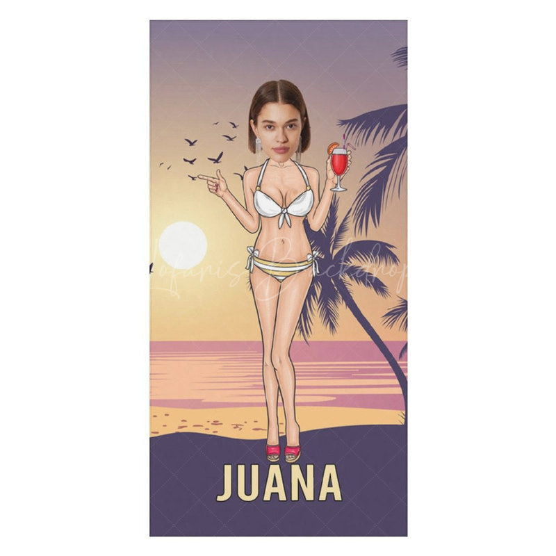 Lofaris Beach Bikini Custom Head Photo Towel For Woman