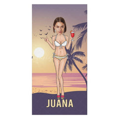Lofaris Beach Bikini Custom Head Photo Towel For Woman