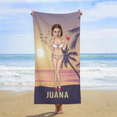 Lofaris Beach Bikini Custom Head Photo Towel For Woman