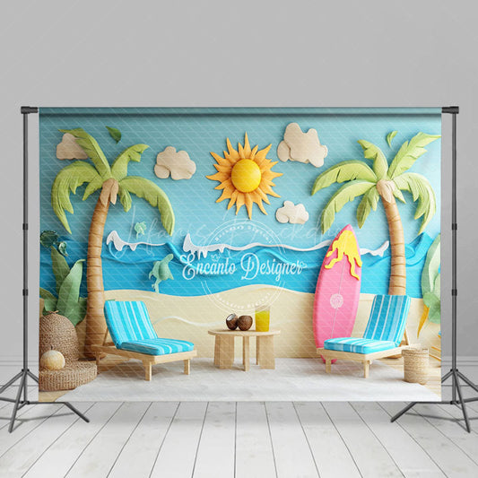 Lofaris Beach Lounge Chairs Surfboards Summber Vibe Backdrop
