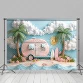 Lofaris Beach Tiki Bar Platter Scene Pink Trailer Backdrop