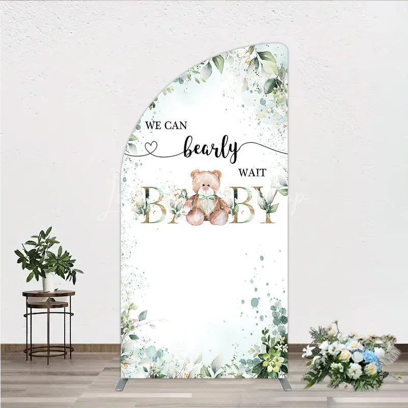 Lofaris Bearly Wait Half Moon Arch Backdrop Teddy Bear Eucalyptus Greenery Baby Shower Party Decor