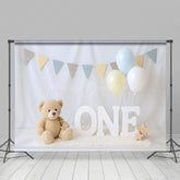 Lofaris Bearly White Wall Flag Balloon Cake Smash Backdrop
