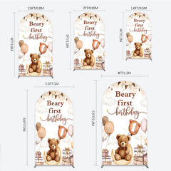 Lofaris Beary First Birthday Arch Backdrop for Boy Boho Teddy Bear on Moon with Balloons We Can Bearly Wait Party Decor