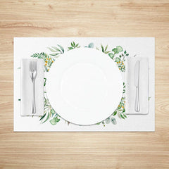 Lofaris Beautiful Spring Leaves Set of 4 Placemats Greenery and Floral Wreath Dining Table Mats for Home Decor