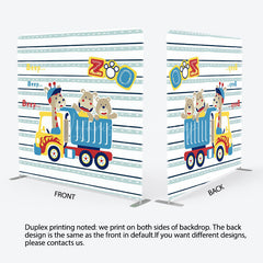 Lofaris Beep Animals Zoo Truck Birthday Pillow Case Backdrop