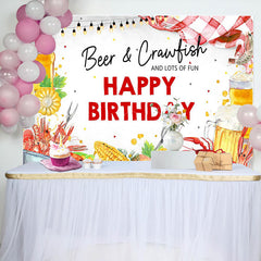 Lofaris Beer Crawfish Corn Camping Happy Birthday Backdrop