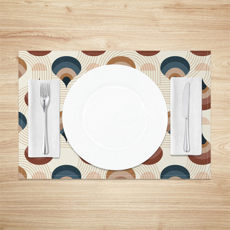 Lofaris Beige Abstract Geometric Pattern Set Of 4 Placemats